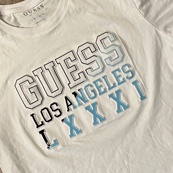 GUESS Kids White and Blue Los Angeles Tee - Picture 2 of 3